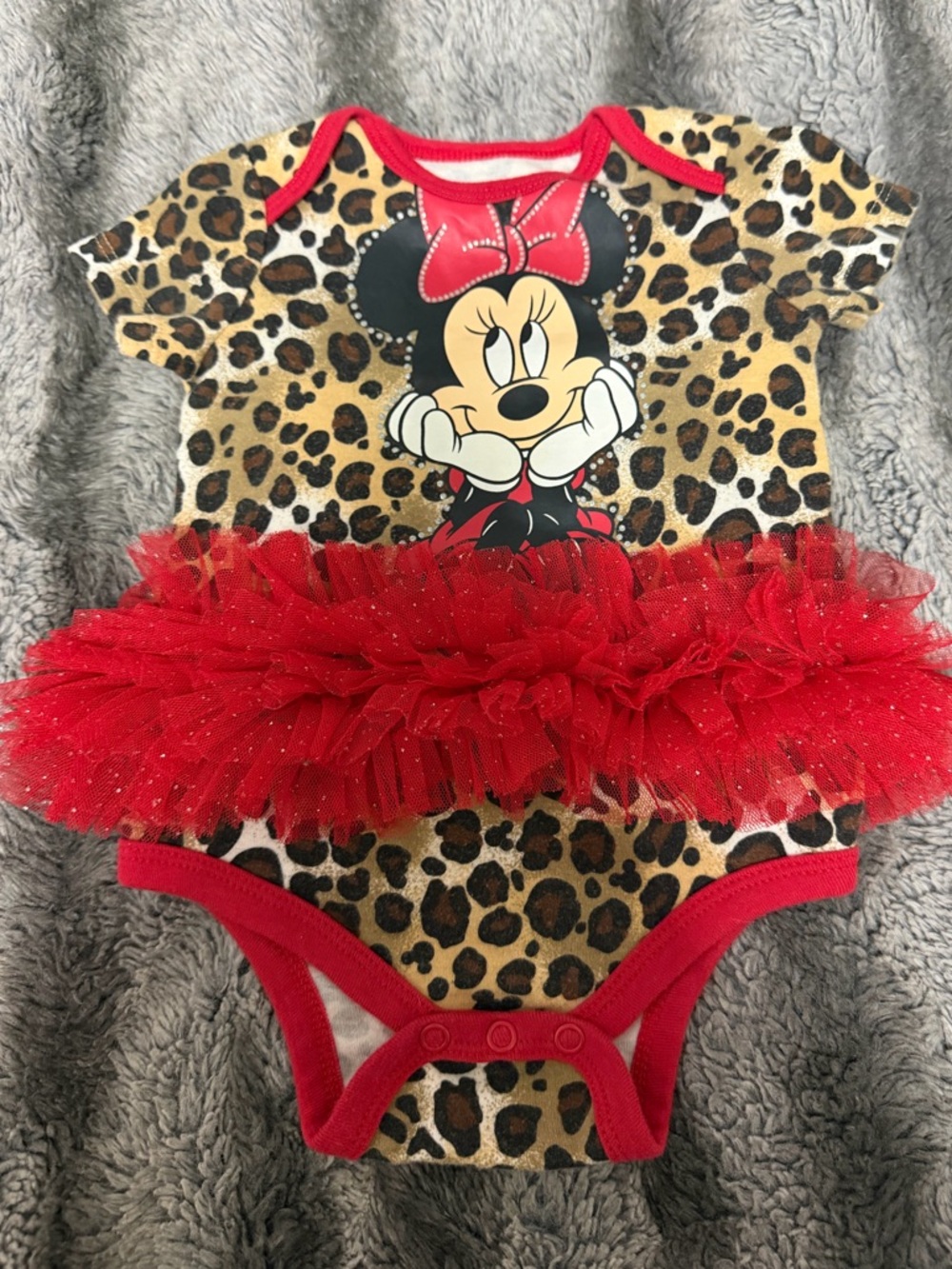 Disney Baby Cheetah Print Red Tutu Body Suit 3-6 Months